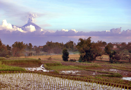 Semeru volcano view from Malang town