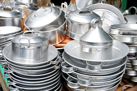 Indonesian traditional cooking ware made from aluminumの写真素材