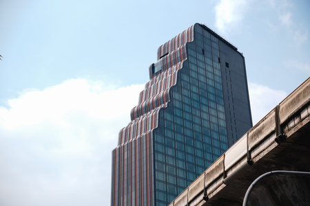 Street view of skyscraper in the southeast of Asia, photography taken in Sukhumvit, Bangkok,...