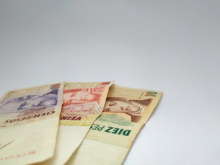 different shots delivering money and Argentine coins