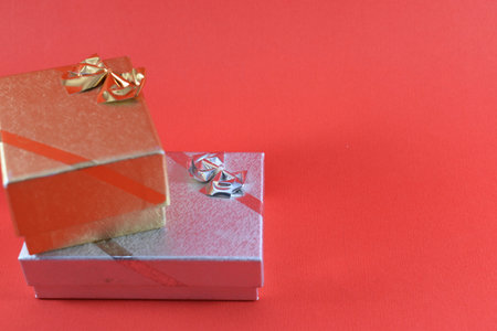 gifts and presents on a red background
