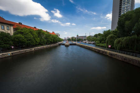 BERLIN, GERMANY - Berlin skyline with Spree river gateway. Berlin is the capital and German largest city by both area and population.のeditorial素材
