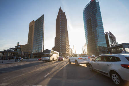 BERLIN, GERMANY - skyline of the financial district with Potsdamer Platz in Berlin, Germanyのeditorial素材