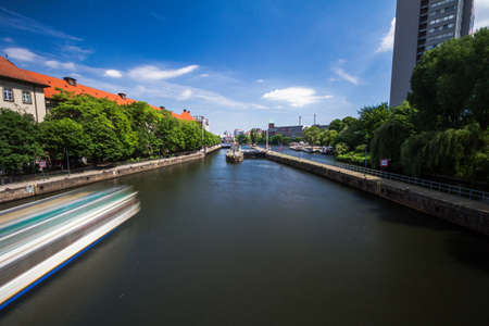 BERLIN, GERMANY - Berlin skyline with Spree river gateway. Berlin is the capital and German largest city by both area and population.のeditorial素材