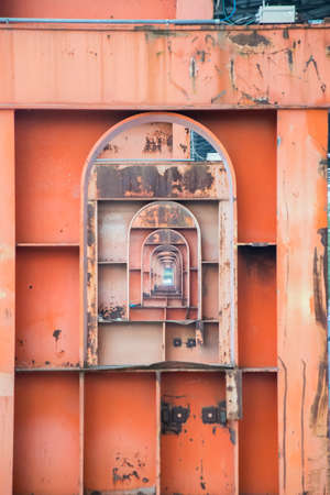 Seamless pattern of orange shapes in Parco Dora, Turinの写真素材