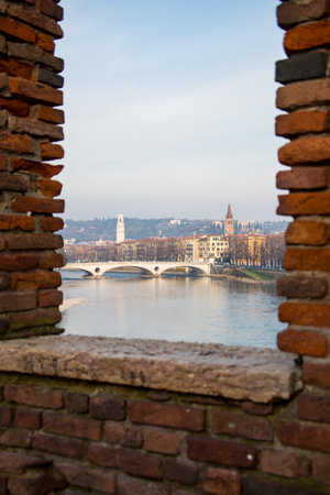 Views of Verona historic center and Adige River