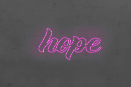 neon hope with purple letters. Vector Illustration.の写真素材