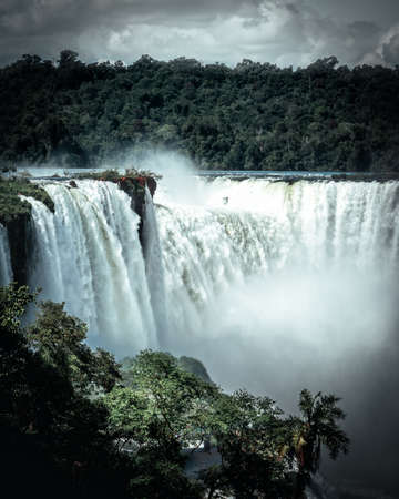 A small part of the Iguazu waterfalls, the largest collection of waterfalls in the worldの写真素材