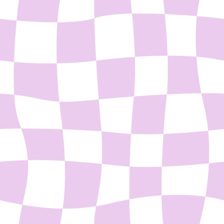 Abstract vector seamless pattern with distorted cage in y2k style. Twisted checkered funky background. 90s, 00s aesthetic. Retro wavy psychedelic checkerboardのイラスト素材