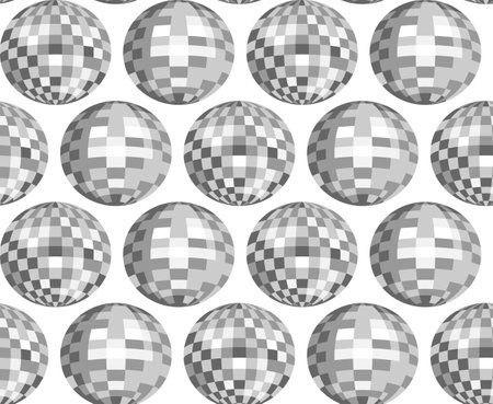 Seamless vector pattern with silver disco balls. vector flat background. Party, celebration, psychedelic, hippie concept.のイラスト素材