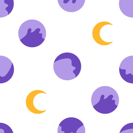Seamless pattern with cute planets and moon. Cosmic vector background. hand drawn space elementsのイラスト素材
