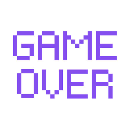 Game over pixel words on isolated background. Vector flat illustration. Lettering for game design. Retro game conceptのイラスト素材