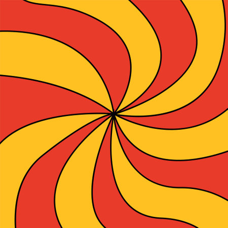 Abstract template in 70s retro style. Hippie vector background with wavy lines. Vintage groovy poster for social media. Circus conceptのイラスト素材