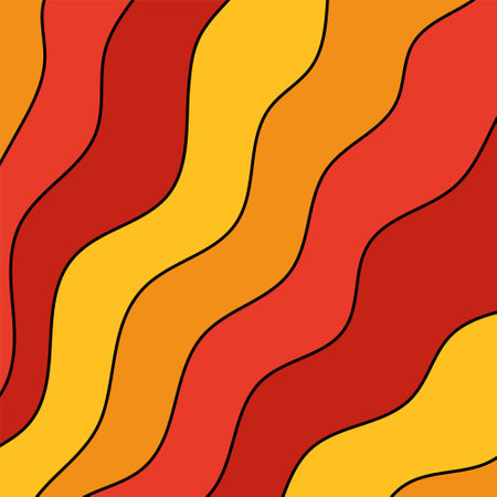 Abstract template in 70s retro style. Wave lines vector illustration. Vintage groovy hippie poster for social media. colorful backgroundのイラスト素材