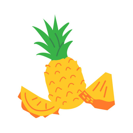 Pineapple and slices illustration on isolated background. Tropical exotic fruit.のイラスト素材