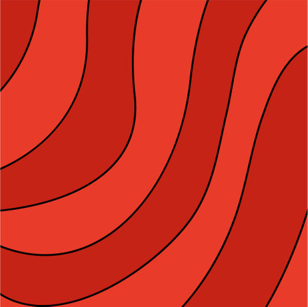 Abstract red template in 70s hippie style. Retro vector background with wavy lines. Vintage groovy poster for social mediaのイラスト素材