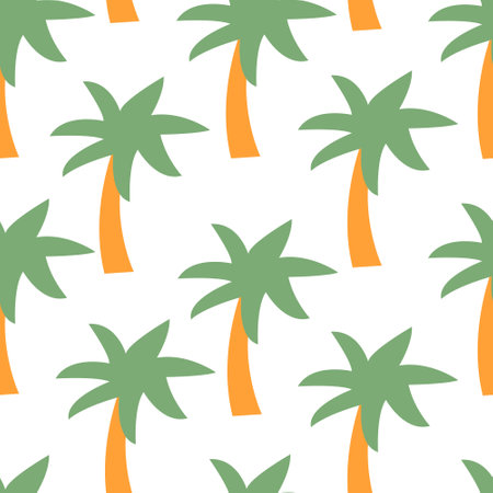 Seamless pattern with tropical palm trees. Vector flat summer backgroundのイラスト素材