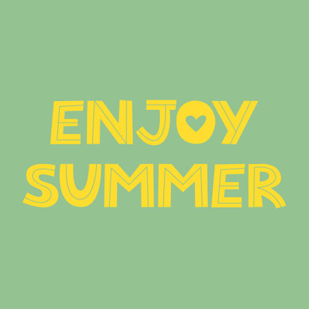 Enjoy summer cute vector lettering on isolated background. hand drawn summer illustration.のイラスト素材