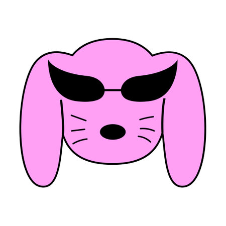 Cute pink dog with futuristic sunglasses. Vector illustration on isolated background.のイラスト素材