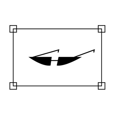 Cute black futuristic sunglasses in digital square. Retro screen user interface concept. Vector illustration on isolated background.のイラスト素材