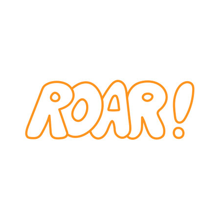 Hand drawn lettering tiger roar. Vector isolated illustration. Childish design for invitation, poster, clothing, nursery wall art and cardのイラスト素材
