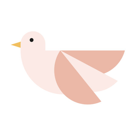 White bird vector flat geometric illustration on isolated background. Dove of peace. white pigeon.のイラスト素材