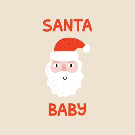 Santa baby vector lettering with illustration of Santa Claus. Cute holiday greeting cardのイラスト素材