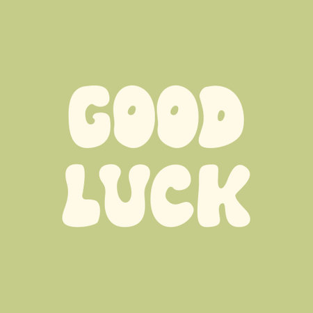 Good luck lettering phrase. Vector illustration in retro groovy styleのイラスト素材