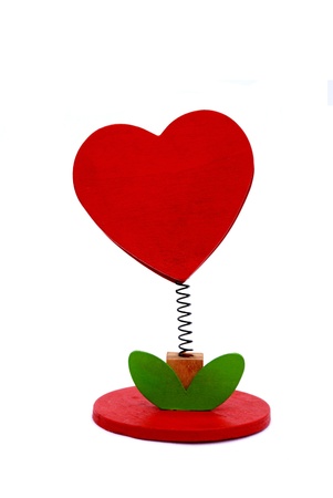 Red heart - holder on white backgroundの写真素材