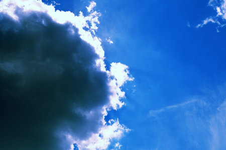 Sun light, dramatic cloud and blue sky
