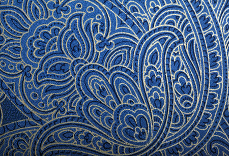 Vintage blue and gold wallpaper with vignette oriental pattern
