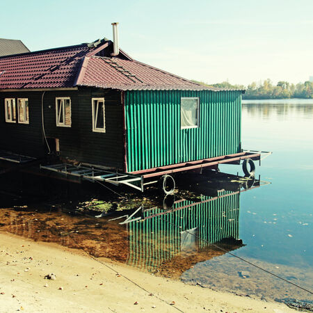 little green house on the bank of the Dnieper river, Kiev.のeditorial素材