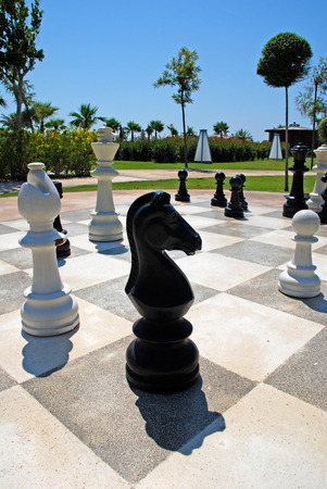Oversize outdoor chess board in the summer gardenのeditorial素材