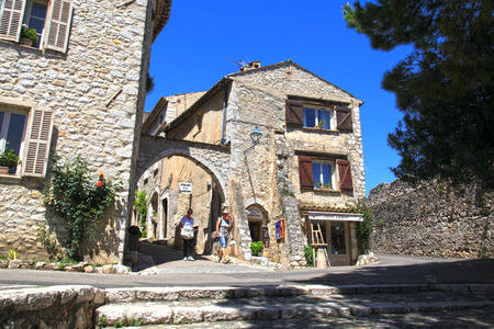 SAINT-PAUL-DE-VENCE, FRANCE - MAY 12, 2013: Beautiful old houses landscape of Saint Paul de Vence, one of the oldest towns of the Provence, France, famous town of painters and galleries.のeditorial素材