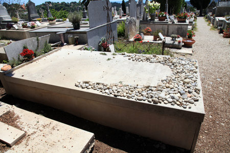 SAINT-PAUL-DE-VENCE, FRANCE - MAY 12, 2013:famous artist Marc Chagall tomb at the old cemetery in...