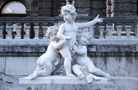 Beautiful marble statue of angels, Vienna, Austriaのeditorial素材