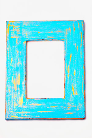 Blue and gold painted distressed wooden frame