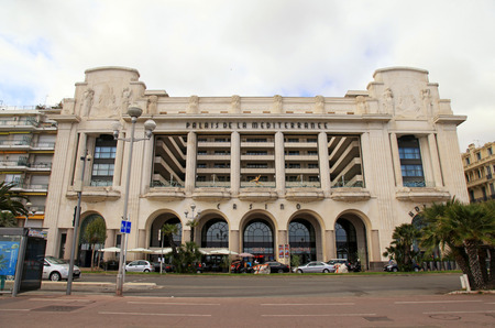 NICE, FRANCE - MAY 14, 2013: Palace of the Mediterranean on Promenade des Anglais, Nice, France. Nice is the capital of the Alpes Maritimes departement and a popular touristic destinationのeditorial素材