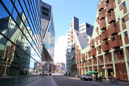 AMSTERDAM, NETHERLANDS - MAY 3, 2016: Modern architecture on IJdock district in Amsterdam, Netherlandsのeditorial素材