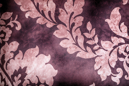 Vintage dark shabby wallpaper with leaves baroque vignette.の写真素材