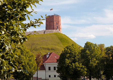 Tower Of Gediminas (Gedimino) in Vilnius, Lithuania. Historic symbol of The City of Vilnius. selective focusの写真素材