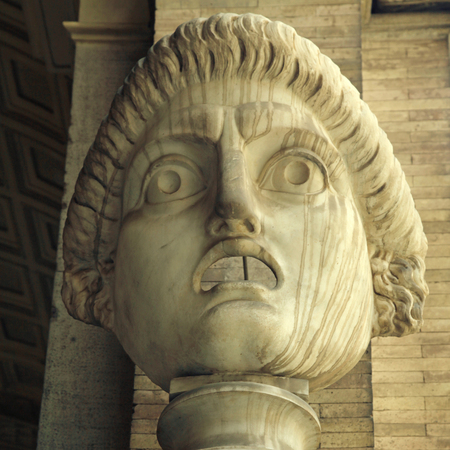 Antic drama roman mask, Rome, Italy. Square toned imageの写真素材