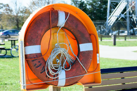 Life ring in a plastic housing.の写真素材