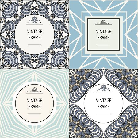 Set of Vintage Frames. Perfect as Invitation or Announcement. Abstract background.のイラスト素材