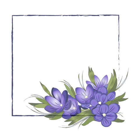 Floral design frame with blue flowers.のイラスト素材