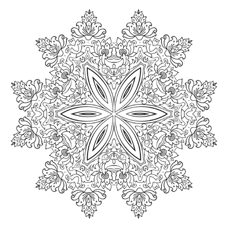 Mandala design floral frame ethnic Indian magic symbol.のイラスト素材