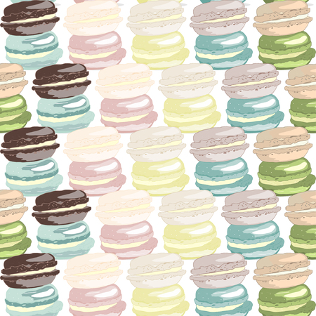 Macaroons sweet bakery desserts. Seamless Pattern.のイラスト素材