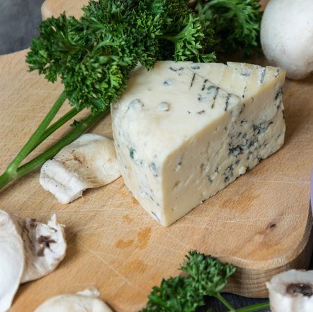 Aromatic fruit on a wooden cutting board with fresh parsleyの写真素材