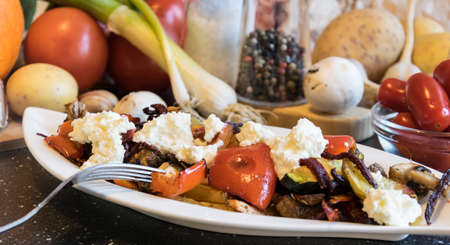 Delicious grilled vegetables with excellent goat cheeseの写真素材