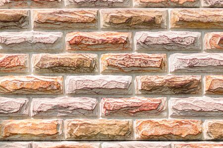 Background of old white red brick wallの写真素材